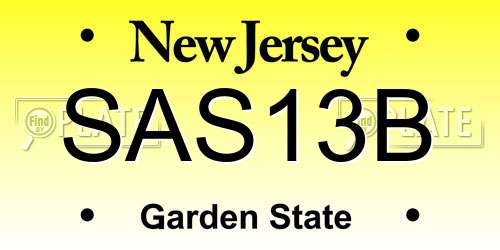 SAS13B New Jersey License Plate