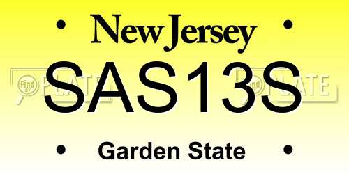 SAS13S New Jersey License Plate