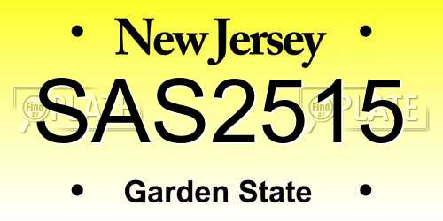 SAS2515 New Jersey License Plate