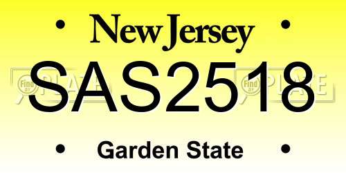 SAS2518 New Jersey License Plate