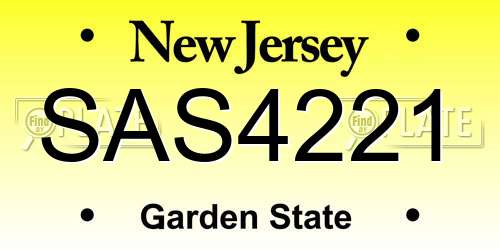 SAS4221 New Jersey License Plate