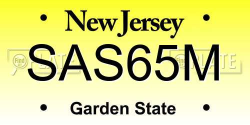 SAS65M New Jersey License Plate