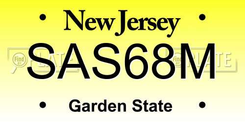 SAS68M New Jersey License Plate