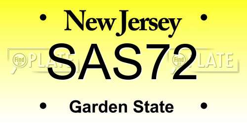 SAS72 New Jersey License Plate