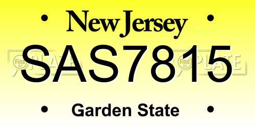 SAS7815 New Jersey License Plate