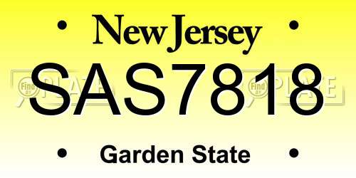 SAS7818 New Jersey License Plate