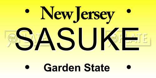SASUKE New Jersey License Plate