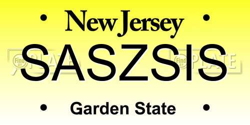SASZSIS New Jersey License Plate