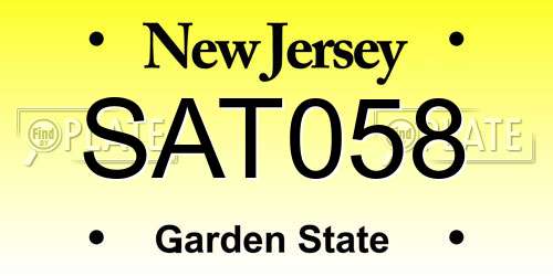 SAT058 New Jersey License Plate