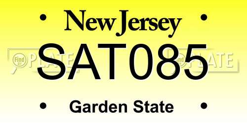 SAT085 New Jersey License Plate