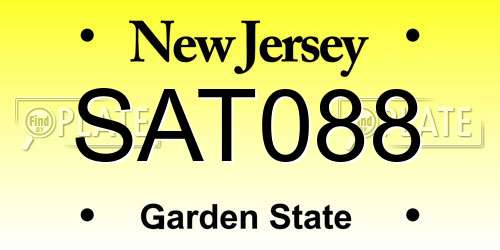 SAT088 New Jersey License Plate