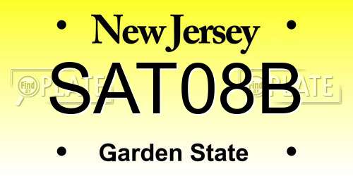 SAT08B New Jersey License Plate