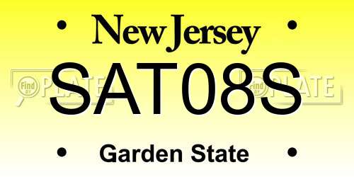 SAT08S New Jersey License Plate