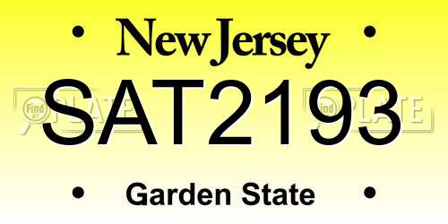 SAT2193 New Jersey License Plate