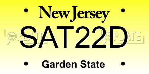 SAT22D New Jersey License Plate