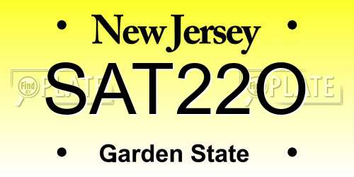 SAT22O New Jersey License Plate