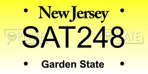 SAT248 New Jersey License Plate