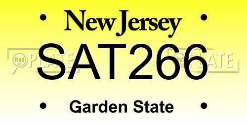 SAT266 New Jersey License Plate