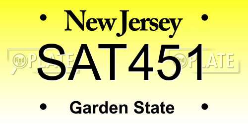 SAT451 New Jersey License Plate