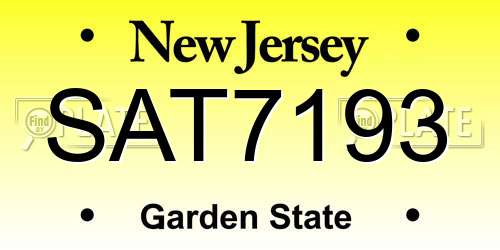 SAT7193 New Jersey License Plate