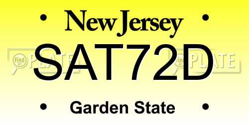 SAT72D New Jersey License Plate