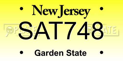 SAT748 New Jersey License Plate