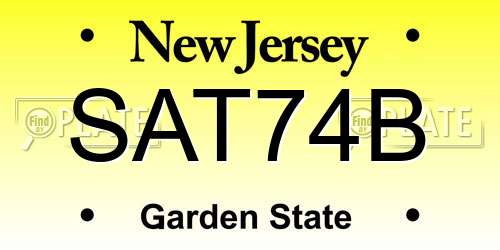 SAT74B New Jersey License Plate