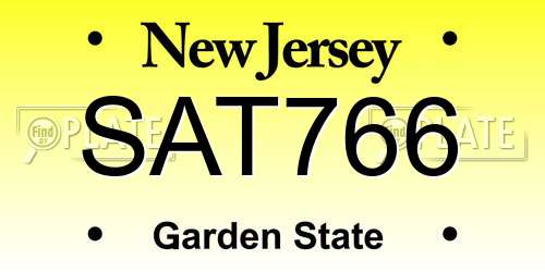 SAT766 New Jersey License Plate