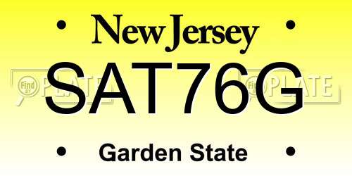 SAT76G New Jersey License Plate
