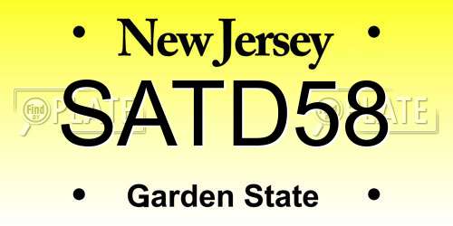 SATD58 New Jersey License Plate