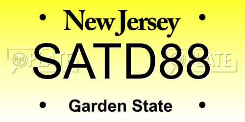 SATD88 New Jersey License Plate