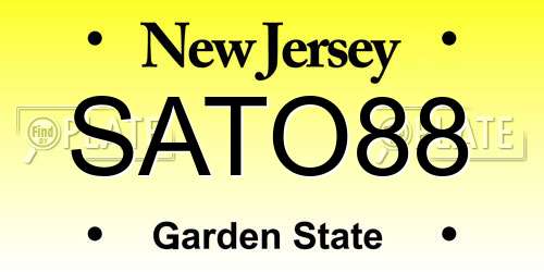 SATO88 New Jersey License Plate