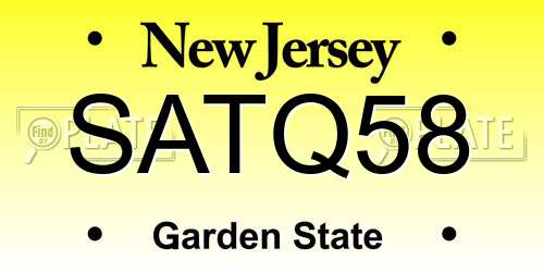 SATQ58 New Jersey License Plate
