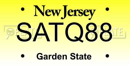 SATQ88 New Jersey License Plate