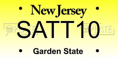 SATT10 New Jersey License Plate