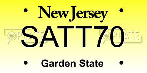 SATT70 New Jersey License Plate