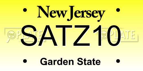 SATZ10 New Jersey License Plate