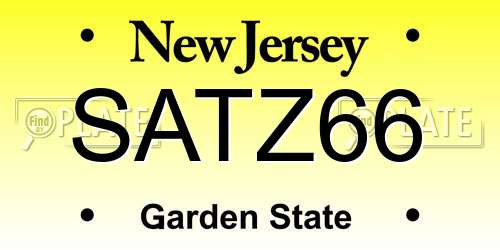 SATZ66 New Jersey License Plate