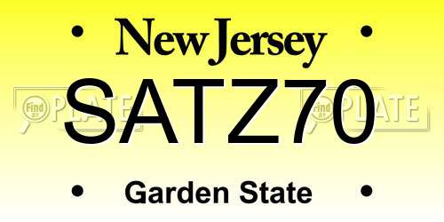 SATZ70 New Jersey License Plate
