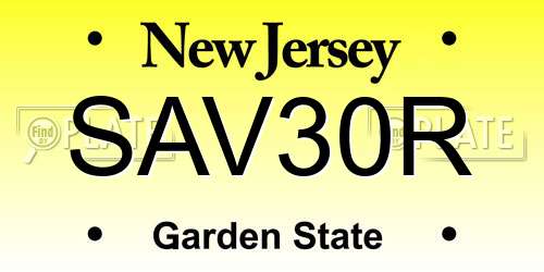 SAV30R New Jersey License Plate
