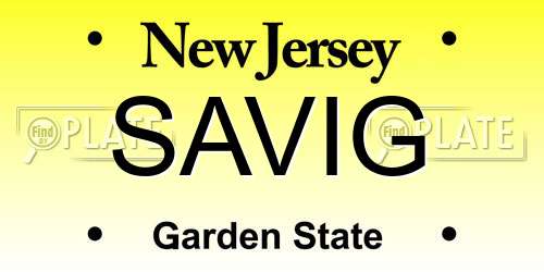 SAVIG New Jersey License Plate