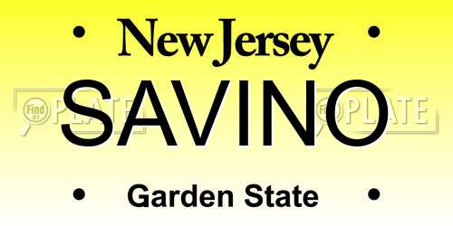SAVINO New Jersey License Plate