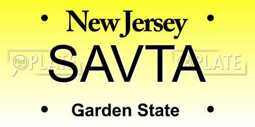SAVTA New Jersey License Plate
