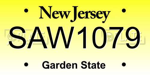 SAW1079 New Jersey License Plate