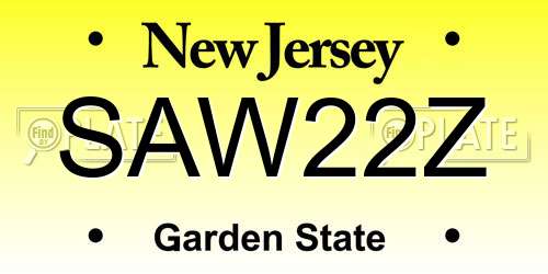 SAW22Z New Jersey License Plate