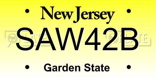 SAW42B New Jersey License Plate