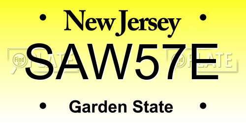 SAW57E New Jersey License Plate