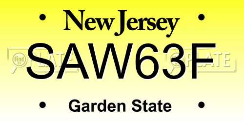 SAW63F New Jersey License Plate