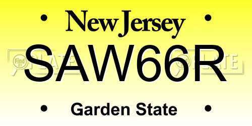 SAW66R New Jersey License Plate