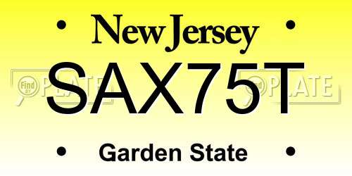 SAX75T New Jersey License Plate